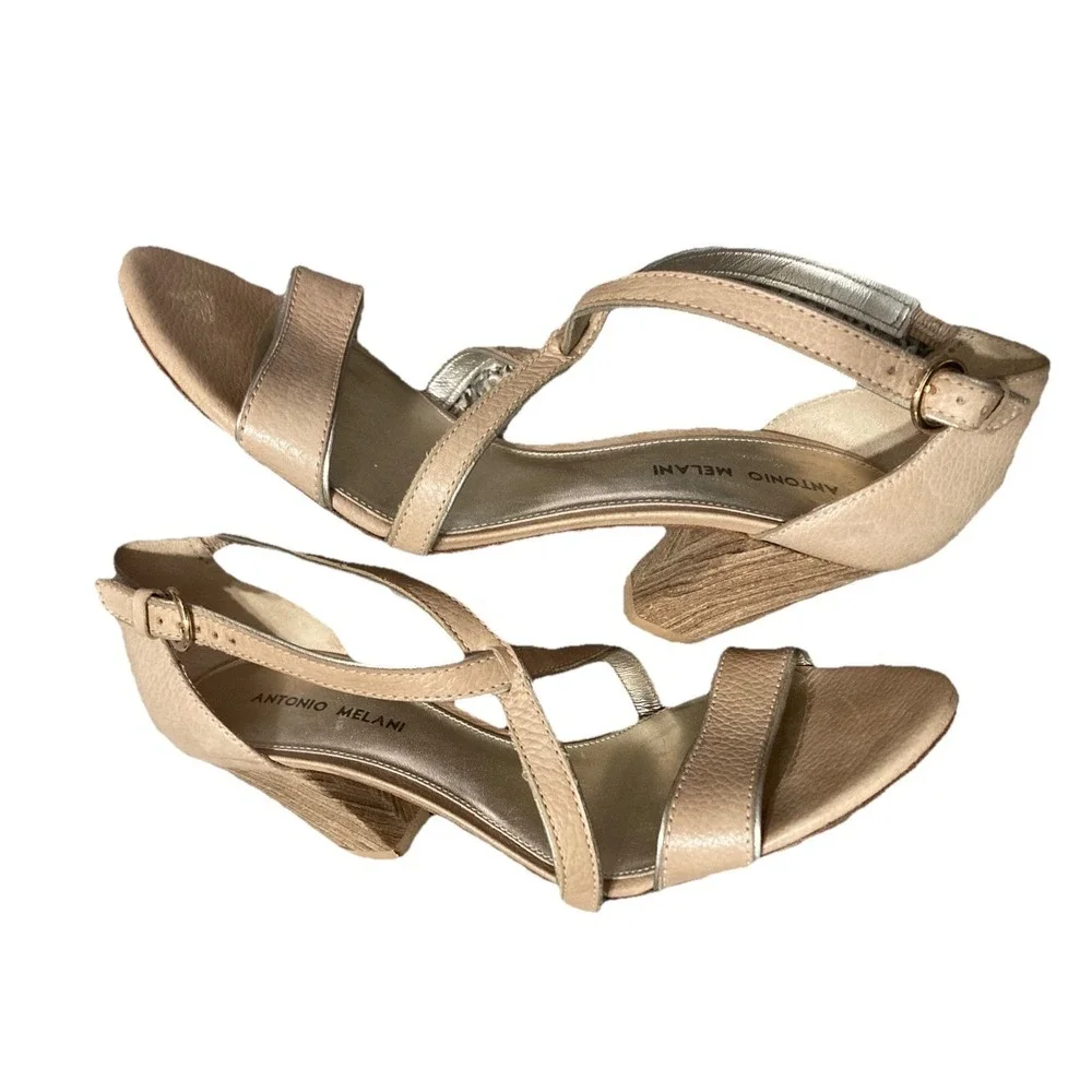 Antonio Melani Women's Strappy Heeled Sandals Leather Open Toe Slingback 11M